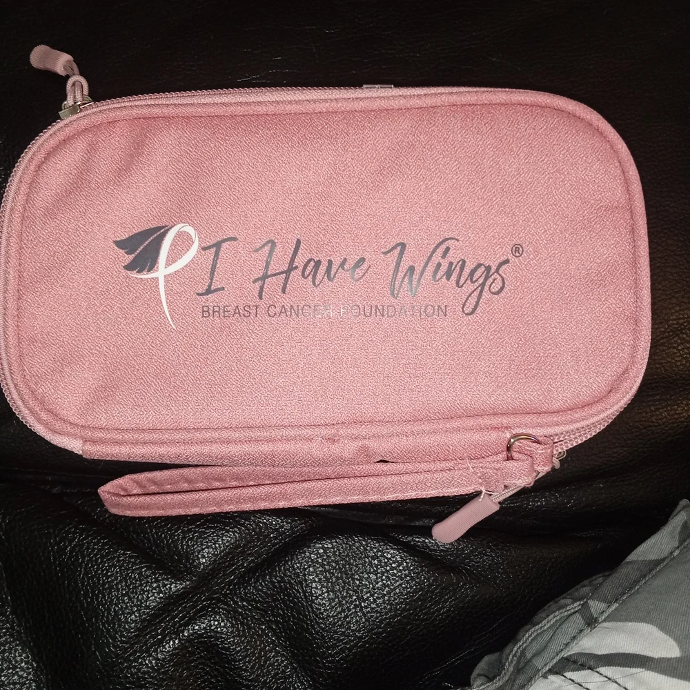 I Have Wings Pink Travel Cosmetic Bag Breast Cancer Foundation Makeup Case